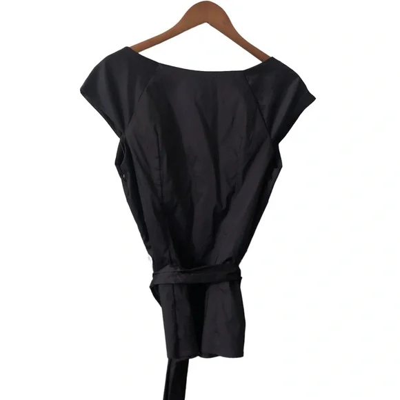 Vintage Le Chateau L v-neck sleeveless Top Empire Waist Charcoal Black - Picture 4 of 5